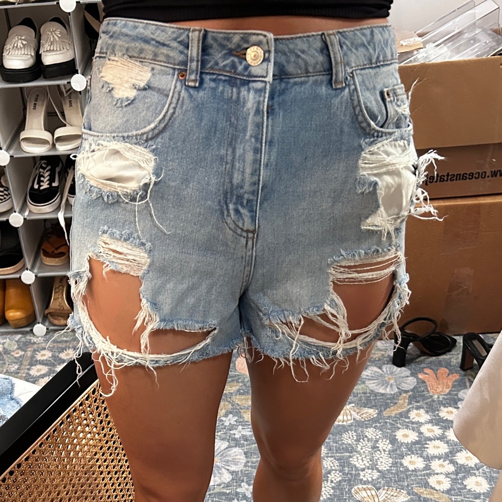 TopShop Moto MOM Ripped Jean Shorts